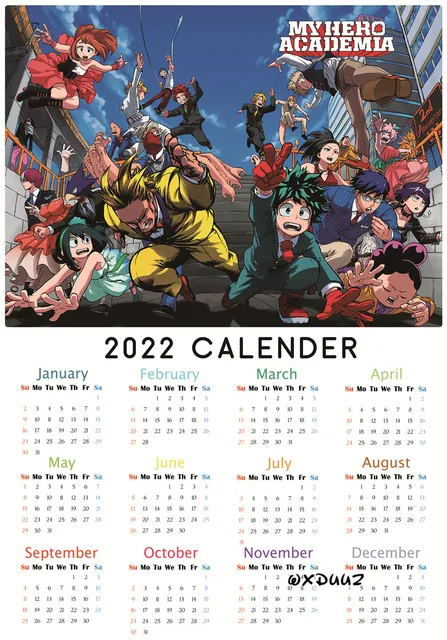 2022 Calendário Cartaz Popular Anime Meu Herói Academia Família Parede Hd  Impressão Adesivos De Parede Decoração Do Quarto Das Crianças Arte O597 -  Pintura E Caligrafia - AliExpress