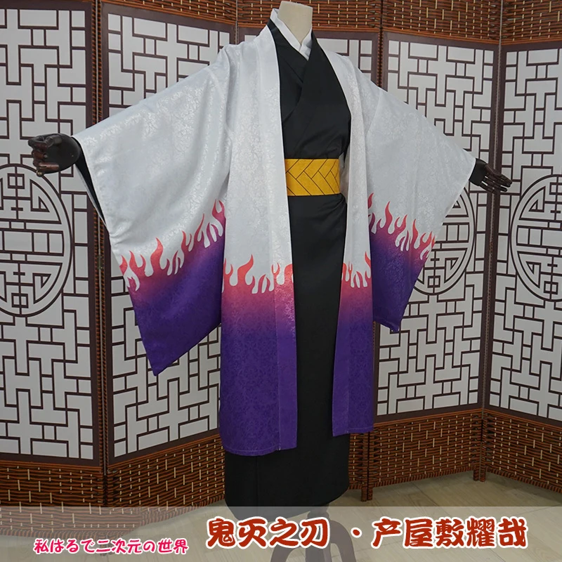 Аниме! Демон убийца: Kimetsu no Yaiba Ubuyashiki Kagaya кимоно униформа косплей костюм полный комплект hallllowen Наряд
