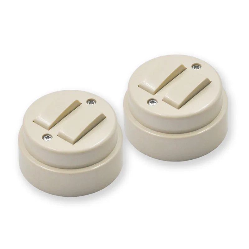 

2pcs Home Improvement Flat Wall Toggle Switch Round Mounted Old Style Lamp Push Button Switch 10A
