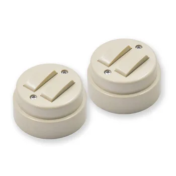 

2pcs Home Improvement Flat Wall Toggle Switch Round Mounted Old Style Lamp Push Button Switch 10A