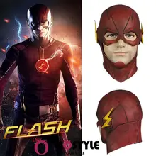 Вспышка Аллен/обратная вспышка/зум шлем для косплея Хэллоуин Латексная на все лицо маска шлем капот