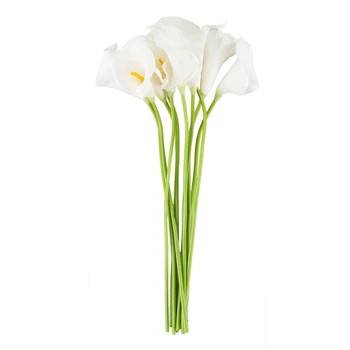 

New Calla Lily Bridal Wedding Bouquet 10 head Latex Real Touch KC51 White