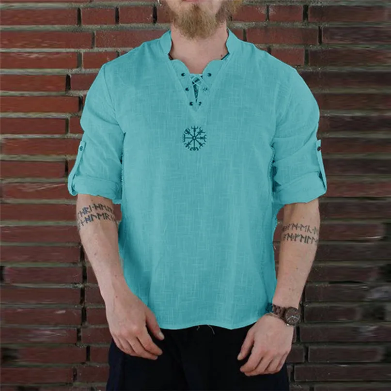 Men's Summer New Style Fashionable Running t-shirt Personality Cotton-linen Pure Longsleeved Top #2L29 (16)