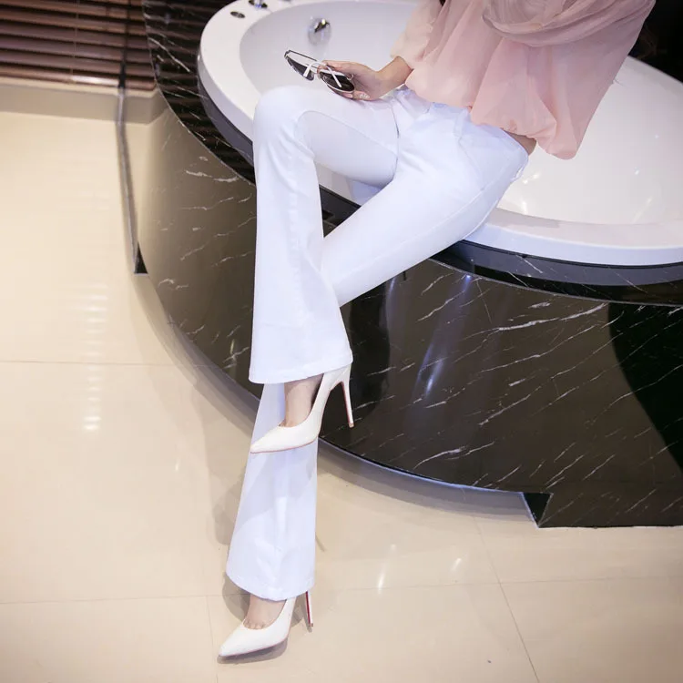Fall/winter New European Station Slogans Stretch Skinny Fishtail Horn Pants Jeans Women