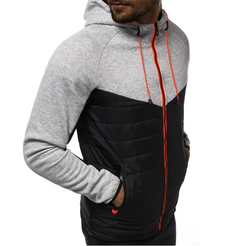 Online Nueva chaqueta con capucha informal con empalme con estampado para hombres sudaderas con capucha moda Abrigo con capucha cárdigan más ropa de lana Casual