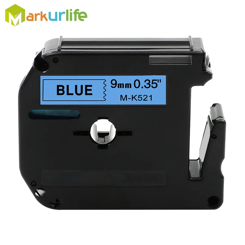 1PC 9mm * 8m mk-521 파란색 라벨 테이프 Brother p-touch 라벨 프린터 리본 M-K521 mk521 MK521 mk521 MK521 MK-521 호환