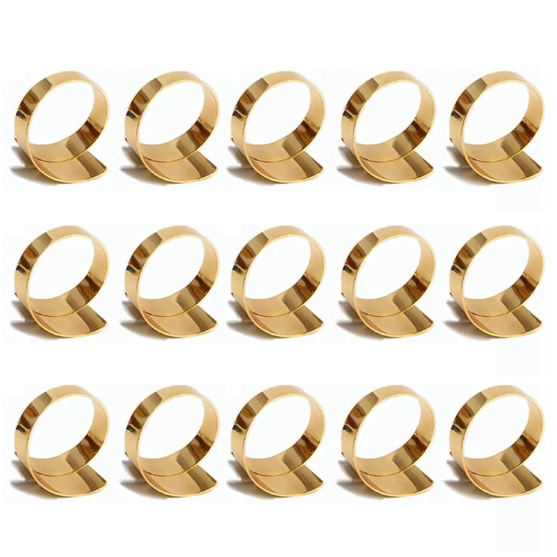 Napkin Ring Holder For Wedding Christmas Party Dinner Table Decor 15 Pcs (Geometric Gold Circle) | Дом и сад