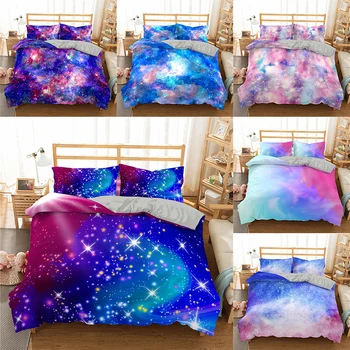 

Boniu Bedding Set Starry Sky Comforter Duvet Cover Set With Pillowcases Double Full Twin Single 3D Bedclothes
