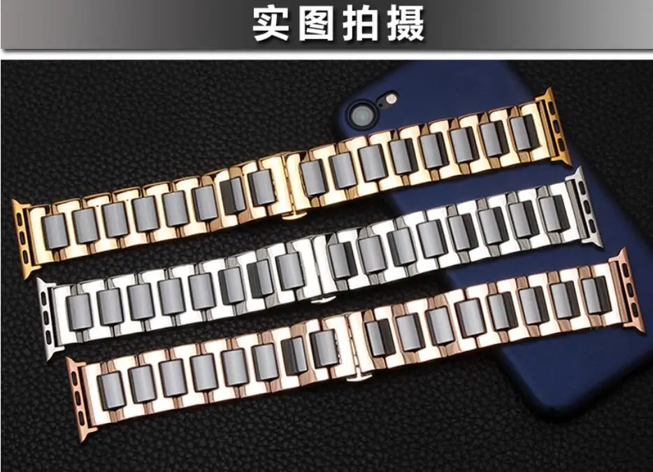 Керамическая масса браслета из нержавеющей стали для Apple Watch Band 38 мм 40 мм ремешок для iwatch band 42 мм 44 мм серии 4 3 2 1