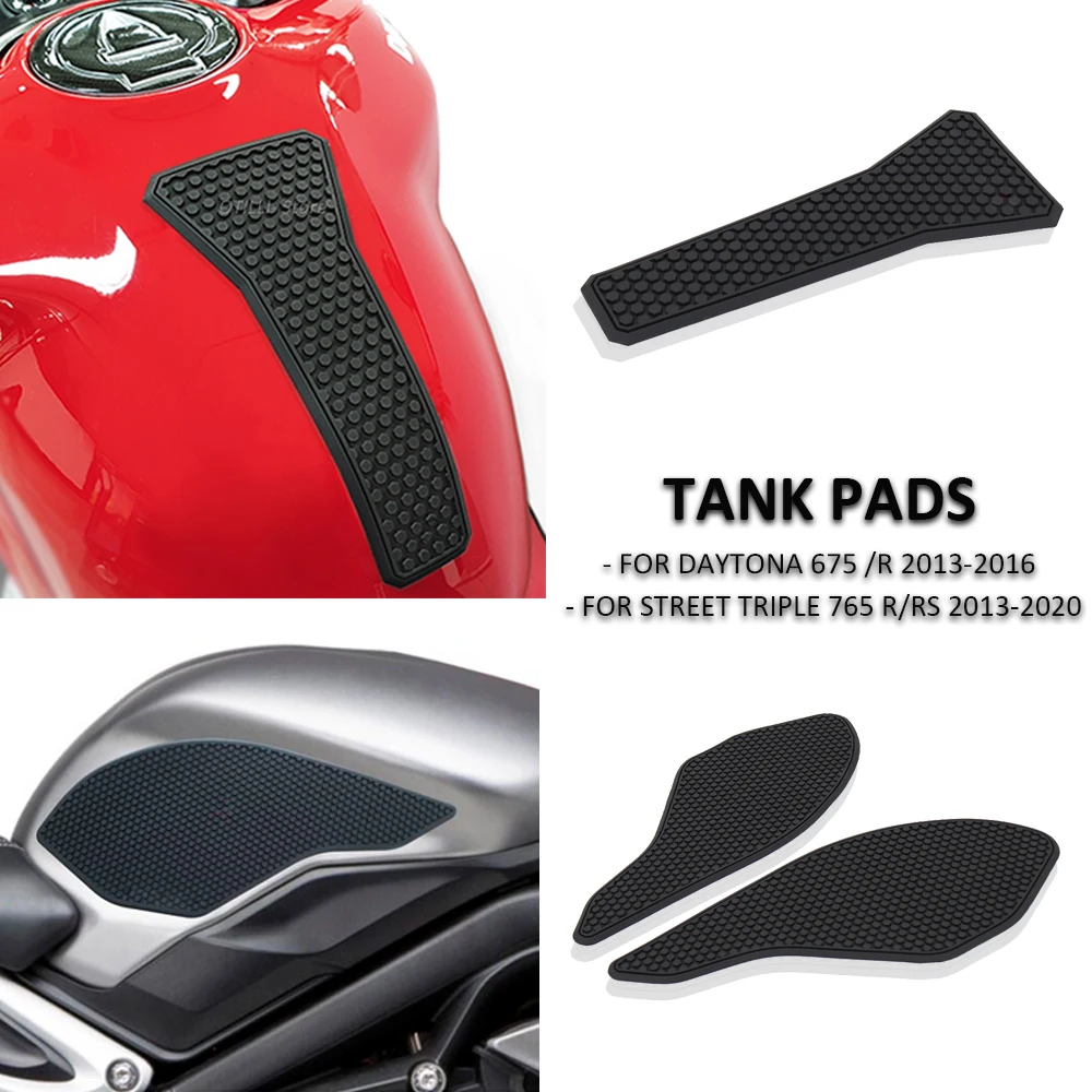 2013 - 2020 Motorcycle Tank Traction Pad Anti Slip Sticker Gas Knee Grip Protector For Daytona 675 / R Street Triple 765 R / RS