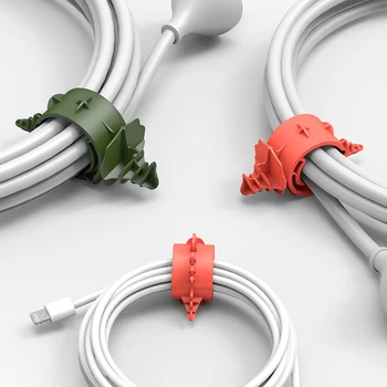 

New 4Pack Cartoon Dinosaur Cord Organizer Earphone Wire Ties Management Adjustable USB Cable Winder Phone Cord Organizer for Off