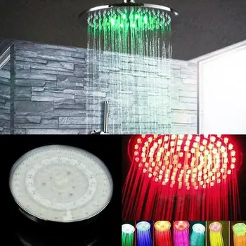 

7 Colors Automatic Changing 8" Round Bathroom LED Light Rain Top Shower Head AUS