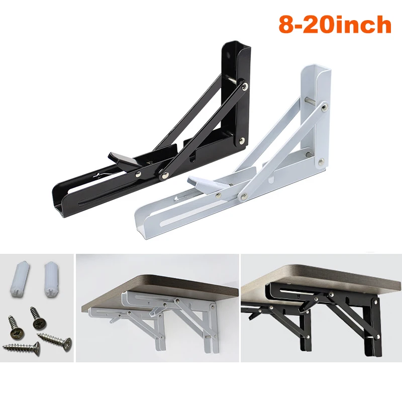 2 ชิ้น/เซ็ตพับ 8-20 นิ้วติดผนังพับตารางชั้นวางสามเหลี่ยมHeavy Dutyเฟอร์นิเจอร์ฮาร์ดแวร์ 1