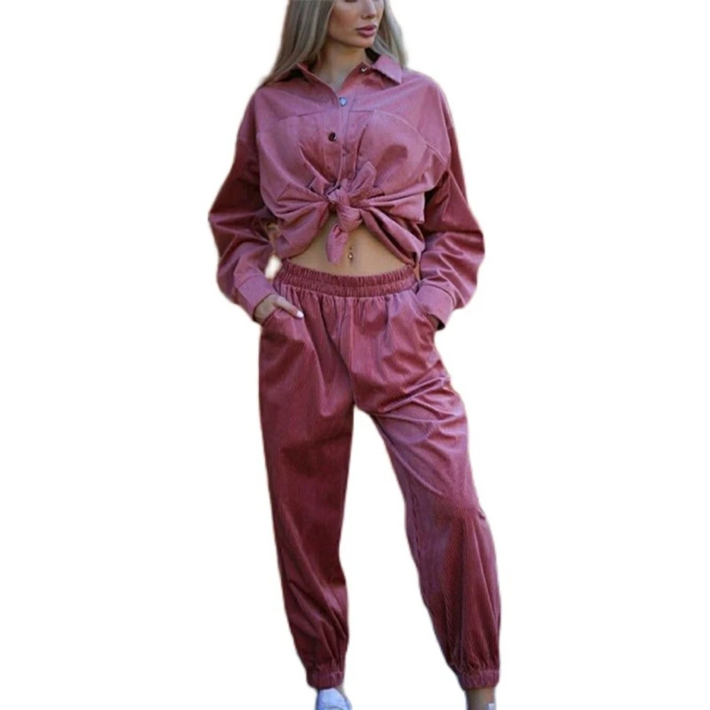 track suit set TAOVK Women's tracksuit corduroy  Pinstripe Single-breasted pocket Tops and pants women suits sexy pant suit Suits & Blazers