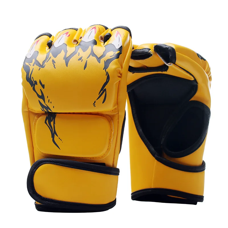 

New Style Half Finger Boxing Gloves Adult Sanda Boxing Only Training Gloves Adjustable Poly Urethane Leather Gloves