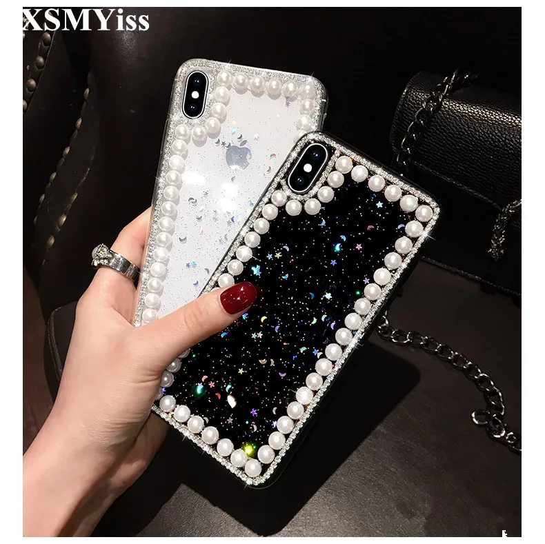 Для Apple iPhone 11 Pro MAX 6 6s 7 8 Plus X XS Max XR блестящее со стразами Star Moon мягкий прозрачный