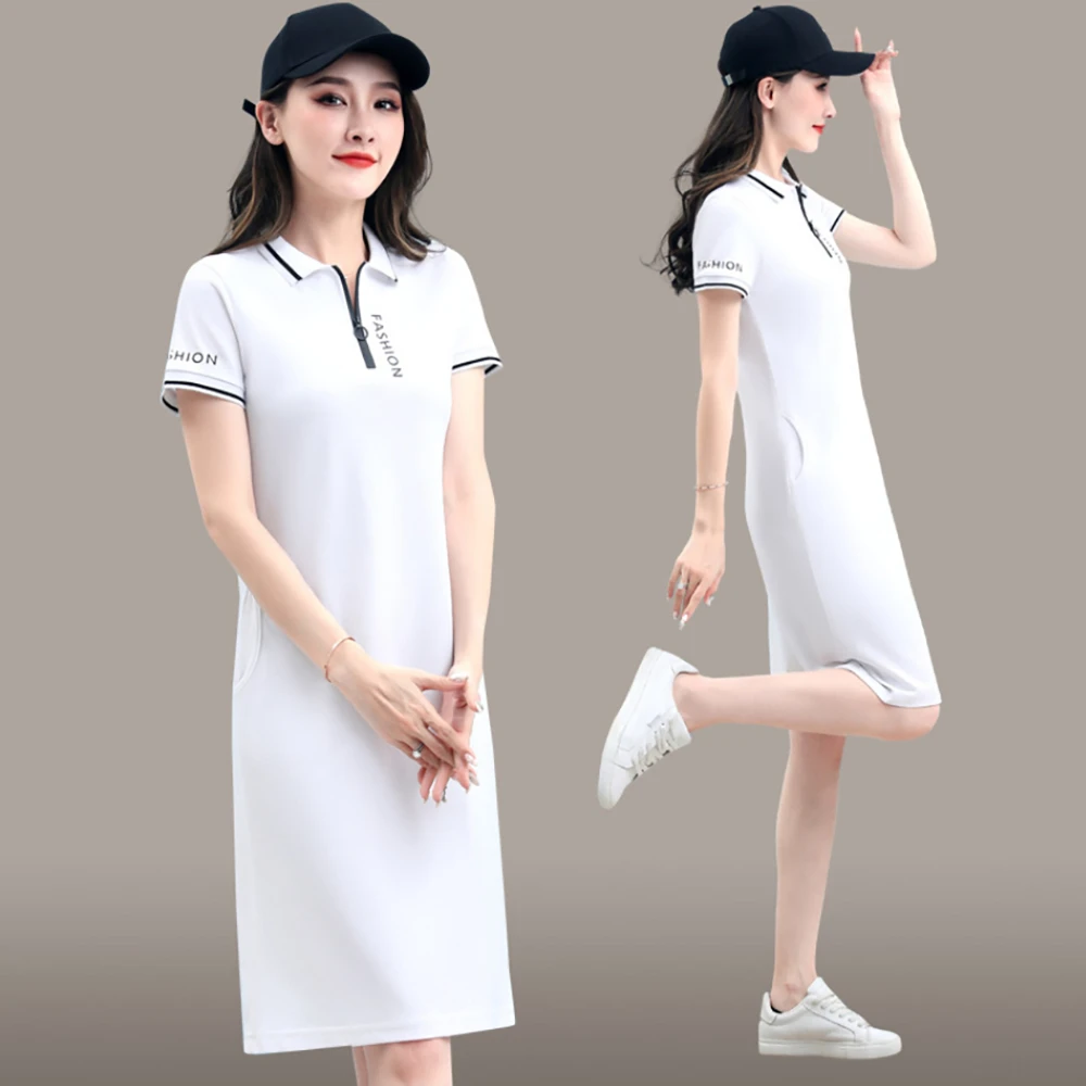 CE2668 Modern A Line Type Thin Sporty Summer Dresses Woman Short Sleeved Plain Casual Women Dresses That Are Used With Tennis