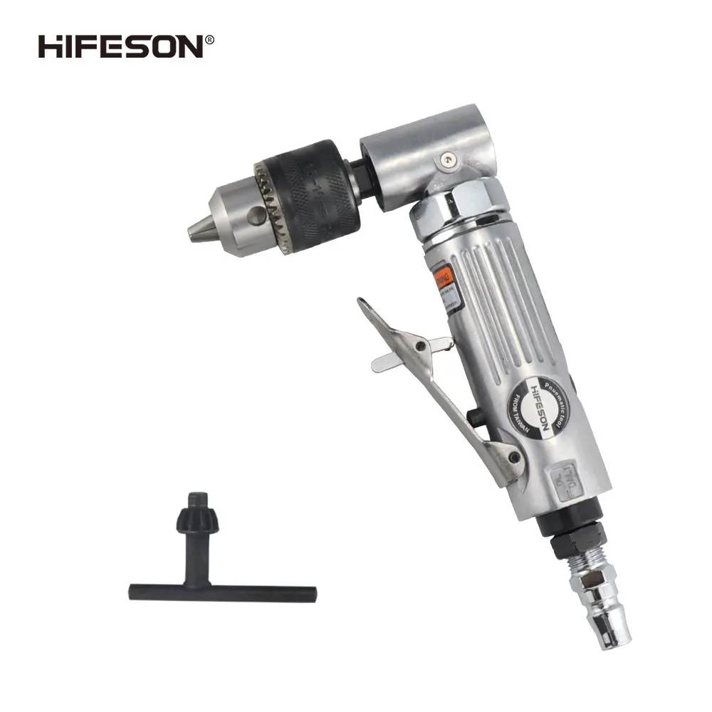 HIFESON 3 / 8 " Elbow Air Pneumatic Drill Forward & Reverse Speed Regulating Gear Stirring Drilling Machine Grinder 1.5-10mm |