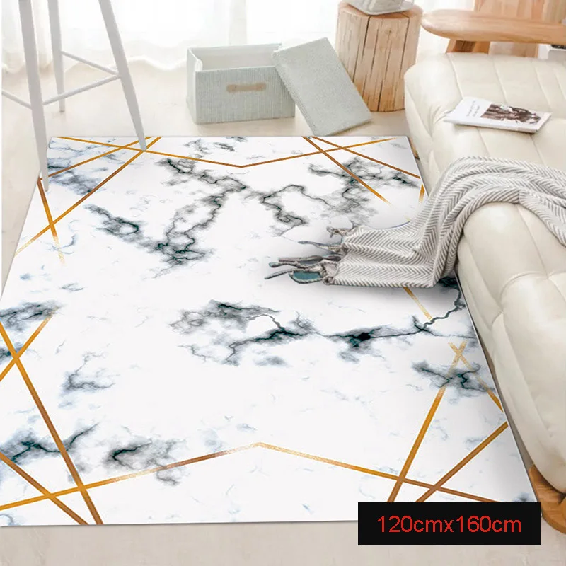 Высокая комфортная Площадь Ковер мраморный Золотой Геометрические линии Marbling домашний декор напольный коврик ковер нескользящий UEJ