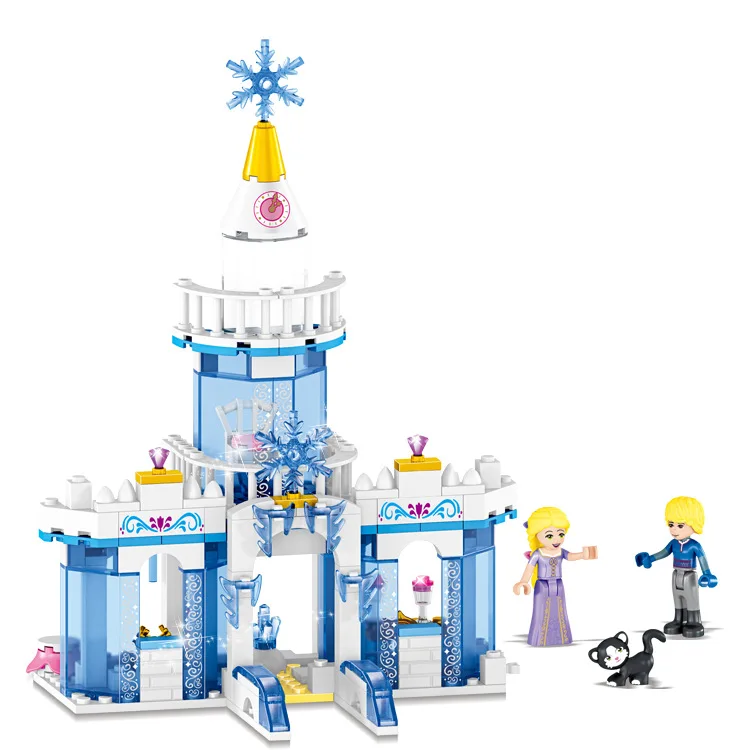 Günstige 345 stücke 2 In 1 Legoinglys Schnee Königin Traum Schnee Prinzessin Elsa Eis Schloss Prinzessin Anna Mädchen Bausteine Spielzeug