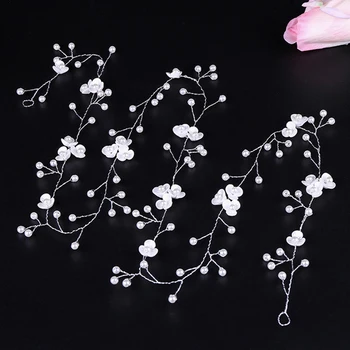 Crystal Headbands Wedding Hair Accessories Handmade Floral Pearl Rhinestone Headwear Hair Ornament For Bride Girls 4