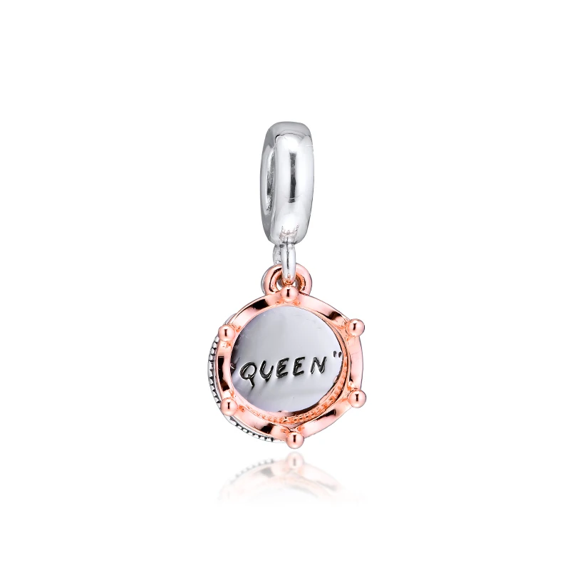 

CKK Fits Pandora Bracelet Rose Queen & Regal Crown Dangle Charm for Jewelry Making Charms Silver 925 Original Bead
