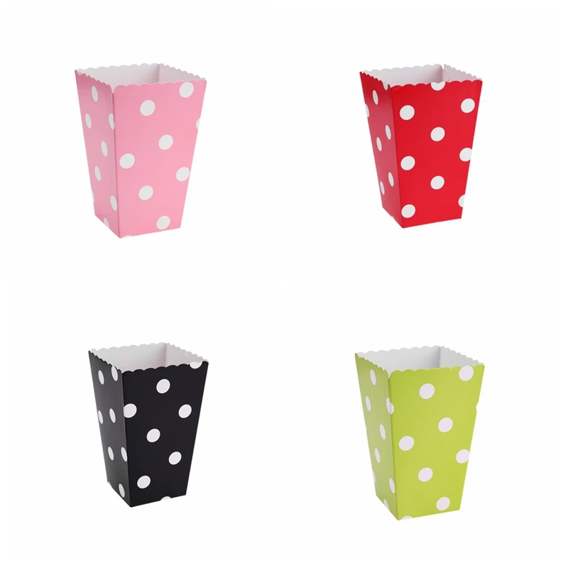 

6pcs/lot Wave Pot Pattern Folding Candy Popcorn Boxes Birthday Party Wedding Candy Sanck Favor Paper Bags Christmas Gift Bags