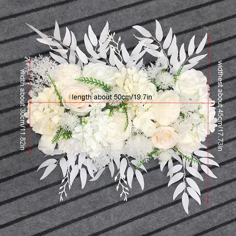 JAROWN Artificial Rose Peony Eucalyptus White Silk Flower Row Wedding Party Home Decor Table Centerpiece Flower Corner Flowers (28)