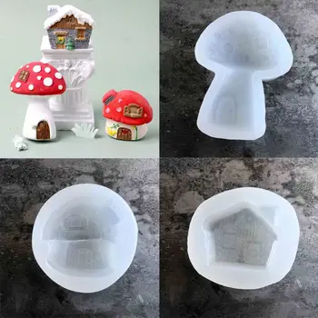 

Handmade Mushroom House Epoxy Resin Mold Garden Fairy Themed Mold Jewelry Candy Fondant Cake Decor BakingTools Art Craft