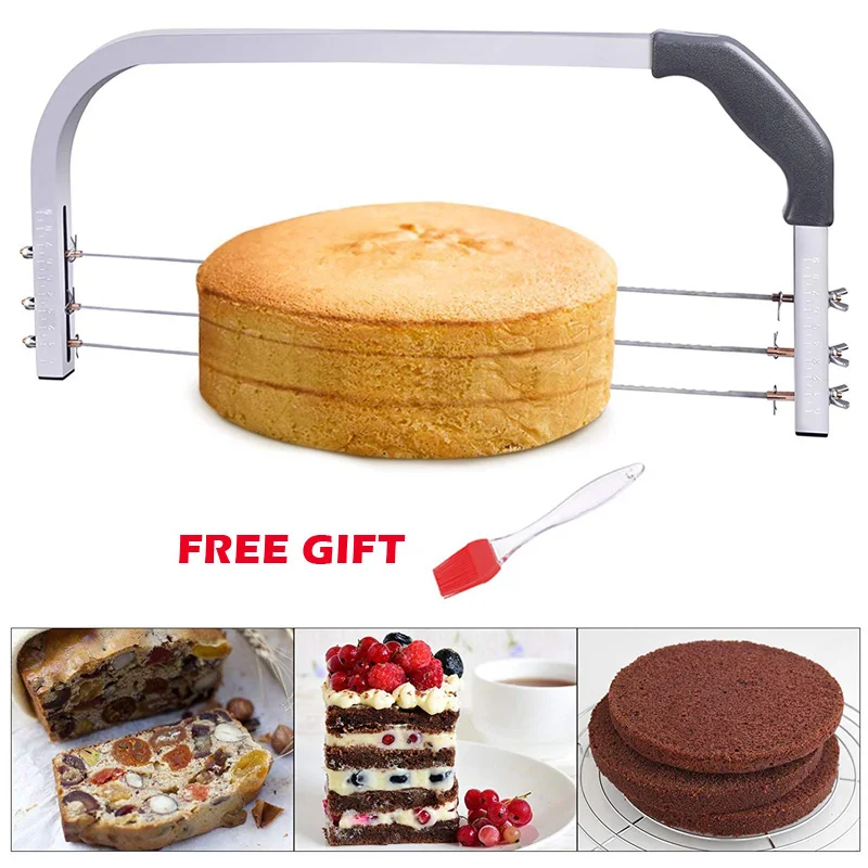 

Adjustable Cake Leveler Stainless Steel 18" Wide Professional Layer Slicer Cutter 3 Blades Cut Saw Cake Baking Decorating Tools