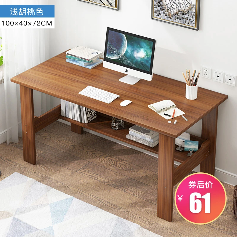 Computer Desk Desktop Home Desk Student Writing Desk Simple Modern Office Solid Wood Color Simple Small Table Bedroom - Цвет: Синий