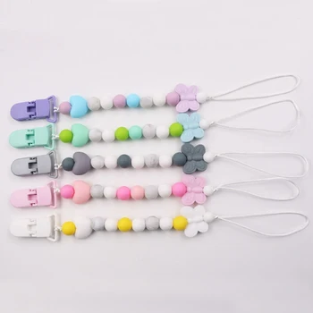

Silicone Teething Pacifier Clips Baby Pacifier Chain Loose Beads Variety Animal Cartoon Silicone Molar Teether Toy