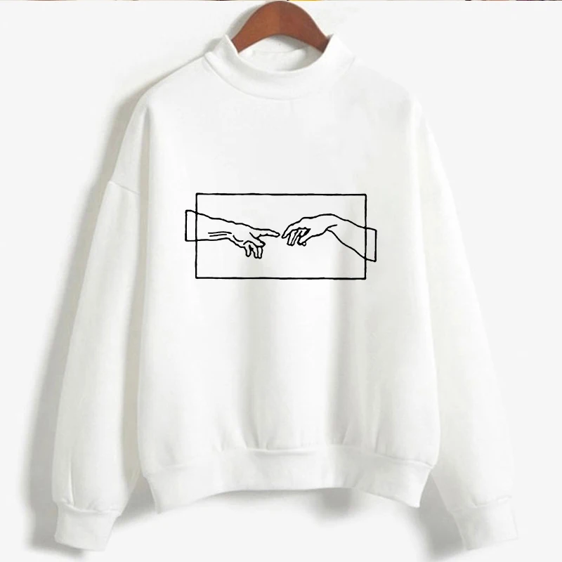 Kpop Angel Michelangelo Van Gogh Женская толстовка с принтом модная повседневная Harajuku белый с длинными рукавами и круглым вырезом женский свитер - Цвет: 1680