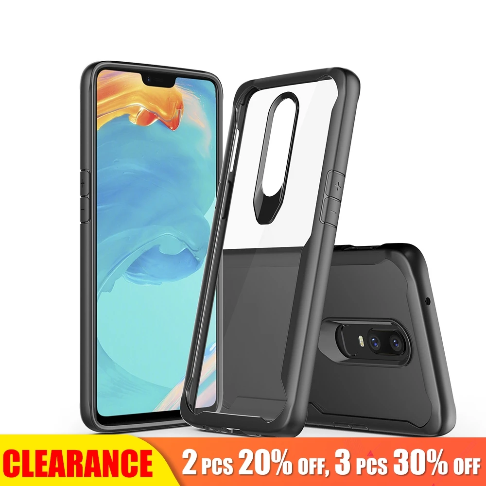 

[Clearance] For Oneplus 6T Luxury Transparent Hard Anti-knock Phone Case For Oneplus 6T Soft TPU Silicone Full Back Cover Case