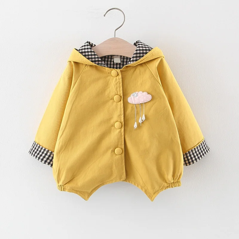Весенне-осеннее повседневное модное пальто для маленьких девочек Полосатое пальто с капюшоном и длинными рукавами для маленьких девочек Детская верхняя одежда