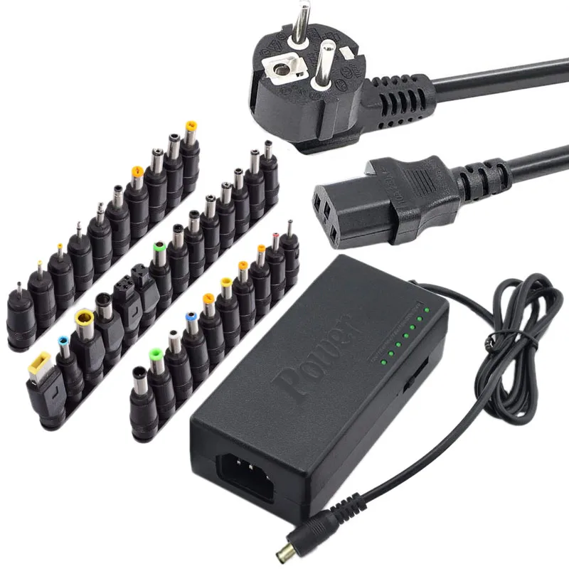 

34Pcs Universal Power Adapter 96W 12V To 24V Adjustable Portable Charger For Dell Toshiba Hp Asus Acer Laptops Eu-Plug