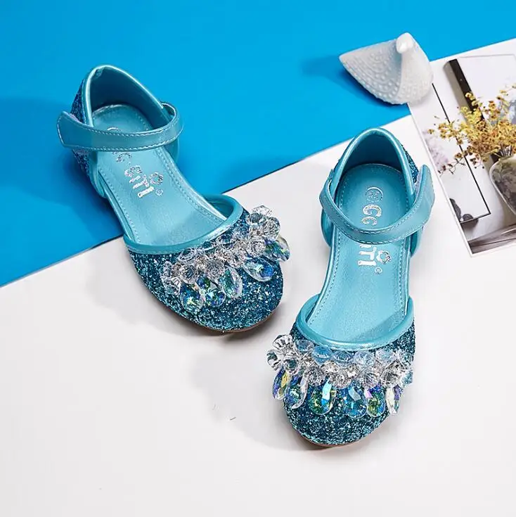 

Girls Crystal Sandals Kids Fashion Buckle Rhinestones Sandals Children High Heels Girl Princess Dance Dress Shoes