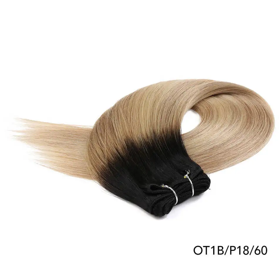 OT1B-P18-60 RealBeauty Balayage волосы для наращивания, бразильские прямые человеческие волосы, пряди, двойной уток, Remy, Омбре/коричневый/медовый блондин/скандинавский цвет - Цвет: OT1B-P18-60