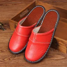 Мужские тапочки из натуральной кожи; унисекс; сезон осень; кожаная мужская домашняя обувь для влюбленных; женская домашняя обувь для спальни; цвет красный, черный; обувь для помещений