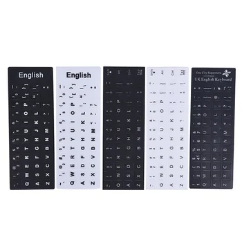 

English Keyboard Replacement Stickers White On Black Any PC Computer Laptop