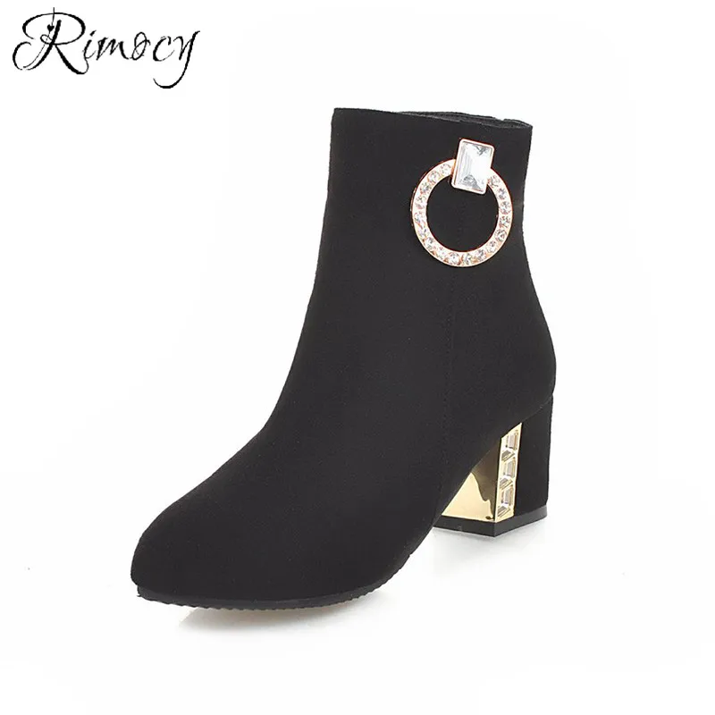 Rimocy/женская желтая обувь; женские короткие ботиночки с кристаллами и пряжкой; женские ботильоны для женщин; замшевые ботинки; botines mujer; сезон весна