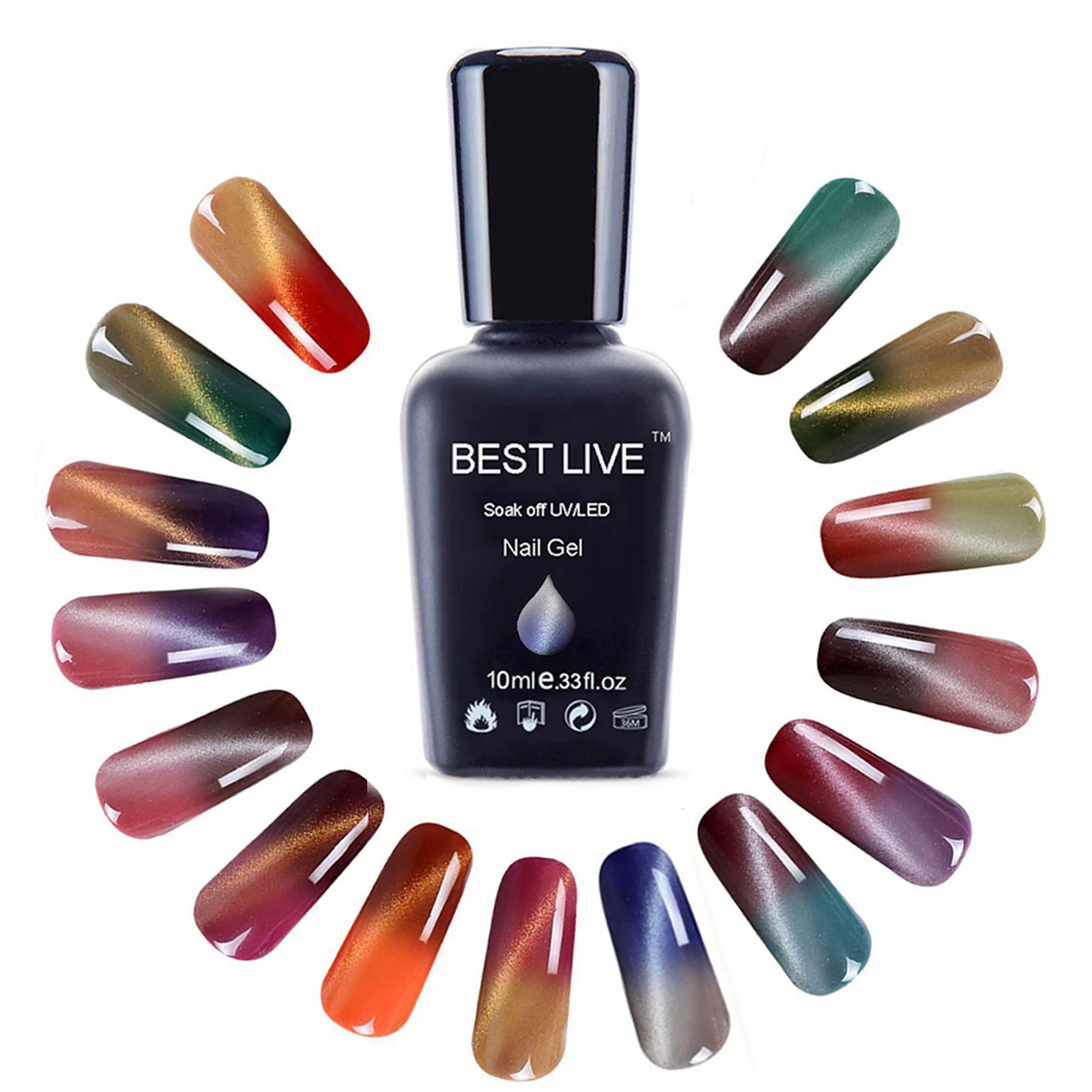 Лучший живой термальный кошачий глаз Магнитный Гель-лак для ногтей изменение