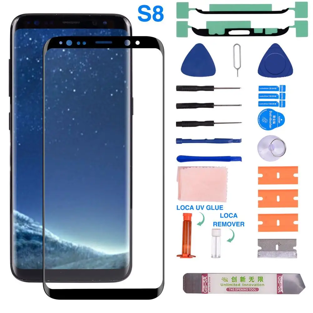 

Replacement Screen For Samsung Front Glass Cover Front Glass Lens Repair Kit UV Glue Screen Kit For Samsung S6/S7/S8/S9