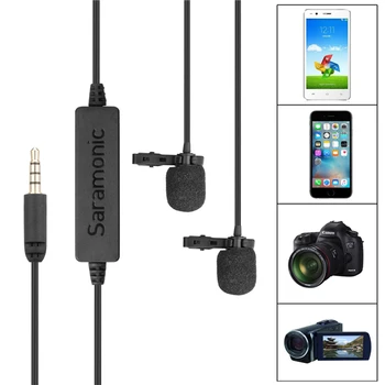 

Saramonic LavMicro 2M Dual-head Broadcast-Quality Lavalier Omnidirectional Mic 3.5mm Combo for Smartphone DSLR Camera Vlog Live