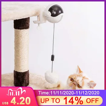 

Funny Cat Teaser Toy Lifting Ball Electric Motion Rotating Interactive Plastic Pet Cat Puzzle Toy white pink