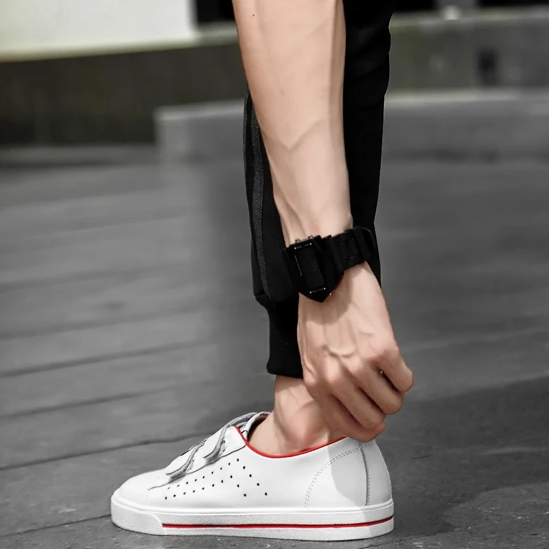 Man Lace Up Shoes Cow Leather Round Toe Flat Shoes Cut Outs Breathable Real Leather Footwear Soft Sole Breathable Shoes 3