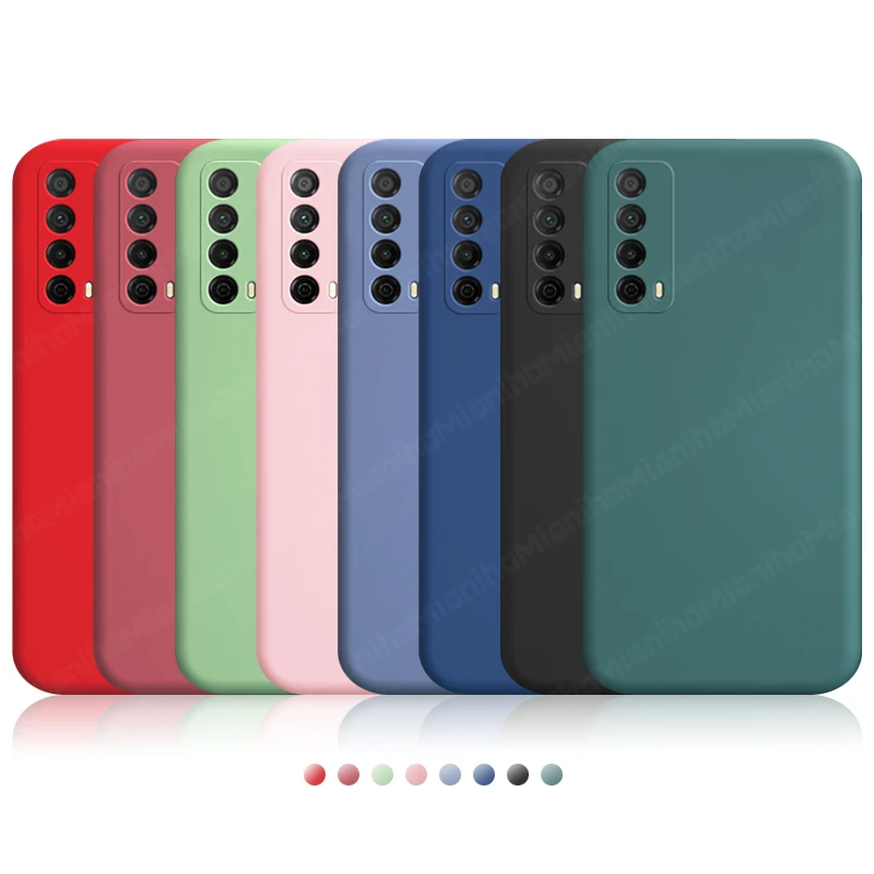 Чехол для Huawei P Smart 2021 жидкий силиконовый мягкий ударопрочный бампер из ТПУ задняя