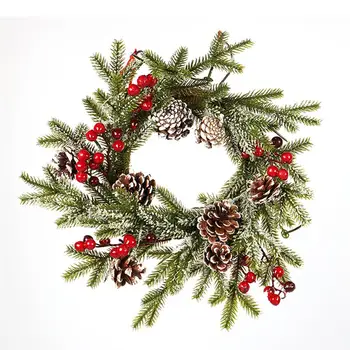

2019 New Creative Christmas Wreath Pinecone Berry Frosted Artificial Wreath Door Wreath For Home Christmas Ornaments