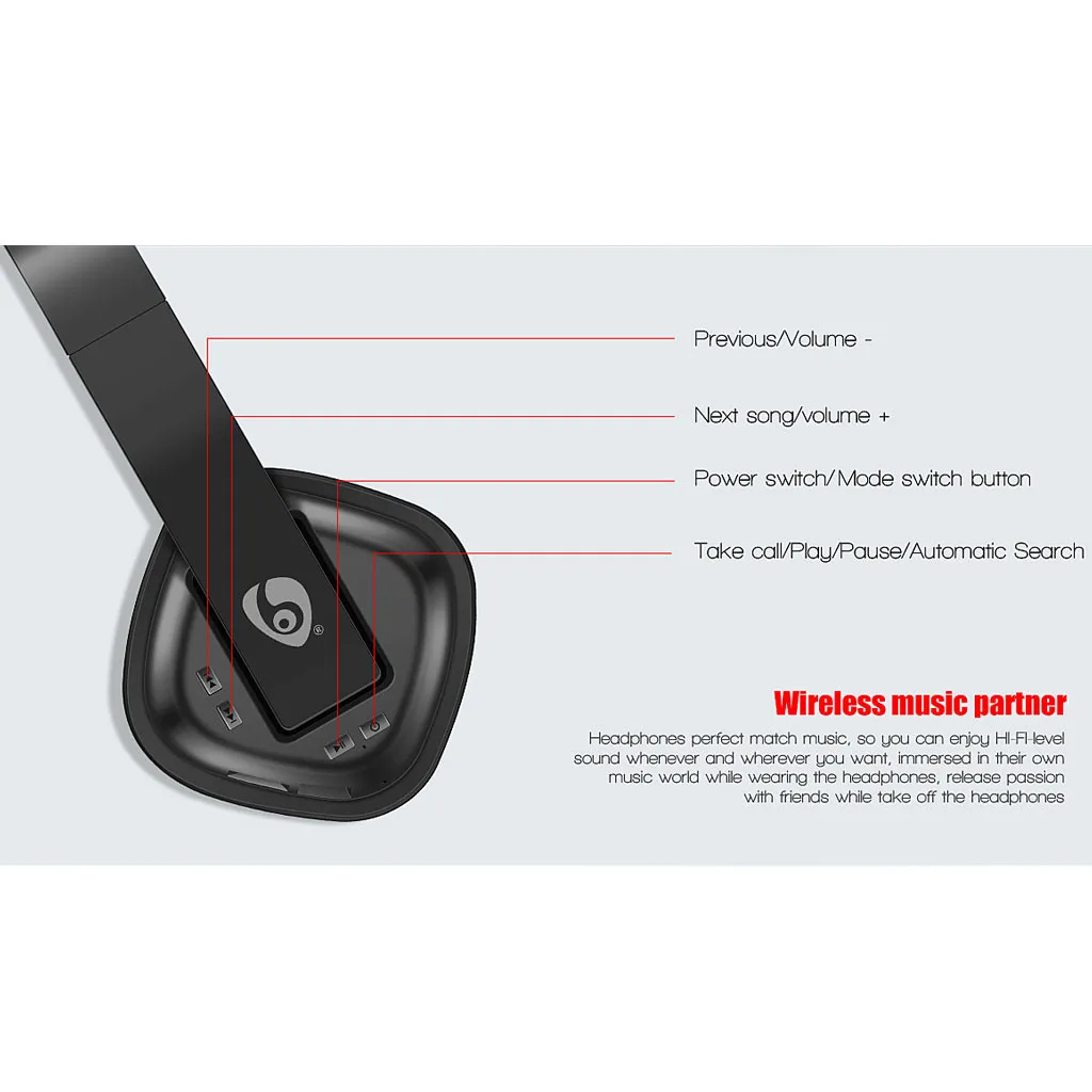 MX222 Subwoofer Wireless Bluetooth Headset Music TF Card Noise Cancelling Stereo