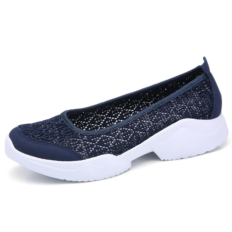 

Rocking Shoes Female Shallow Mouth Single Layer Mesh Summer Slanted Heel Thick Bottomed Extra High Casual Nurses Air Cushion Foo